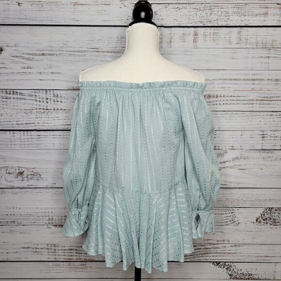 Mustard Seed Babydoll Peasant Style Flowy Top Sea Foam Green | Small - Picture 2 of 11